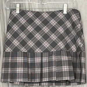 ⭐️ Tracy Evans pleated schoolgirl grayred plaid exercise skirt vtg y2k women 1